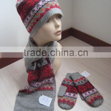 winter fashion knitting scarf glove and beanie