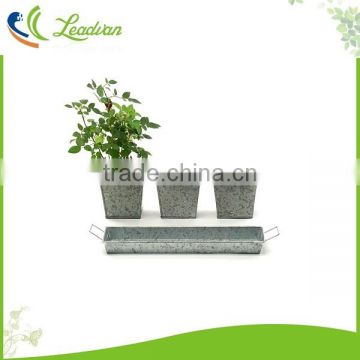 Home and garden decoration round metal flower planter and flower pots set