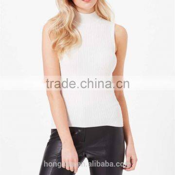 2016 Fashion Cream Sleeveless Knit Rib Tank Top HST8046