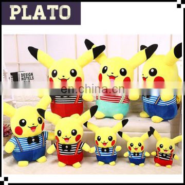 Wholesale Cartoon Pikachu Stuffed Pokemon Toys Soft Plush Pokemon with Crayon Shin-chan Clothes