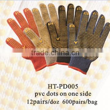 coloured cotton gloves core with pvc dots/ pvc dotted gloves/ hand working gloves