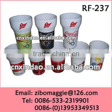 Hot Sale White Promotional Porcelain Wholesale Beer Steins without Handle for World Cup
