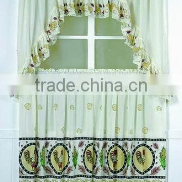 1PC MICROFIBER PRINTED KITCHEN CURTAIN WITH ATTACHED VALANCE