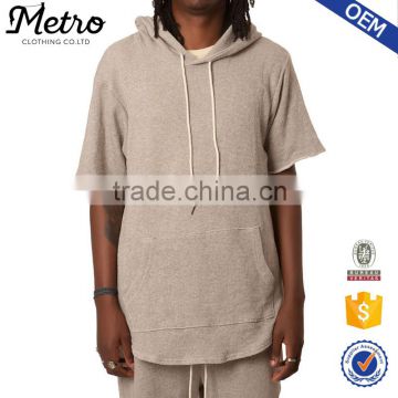 Wholesale Mens Beige French Terry Raw Hoodies