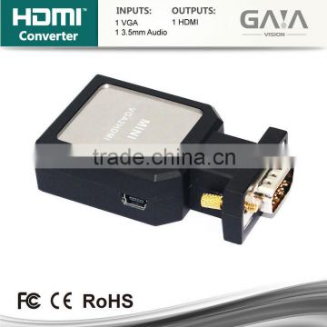 Gaia-Vision Mini VGA + 3.5mm Audio HDMI converter for PC to 1080p HDTV