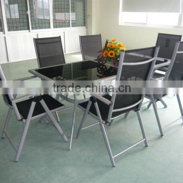 Outdoor table set glass table folding chair