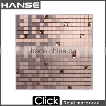 LP131 300X300MM decorative adhesive glass and metal resin mixed mosaic tile glitter