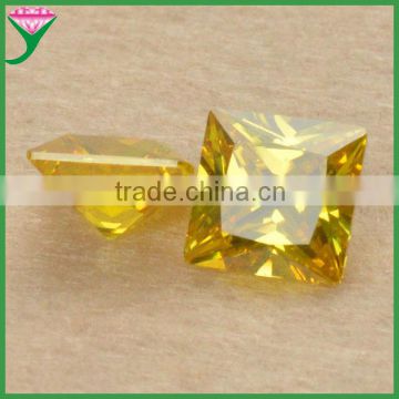 Good quality machine cut 6*6mm flat square cut gold cz stone for jewelry