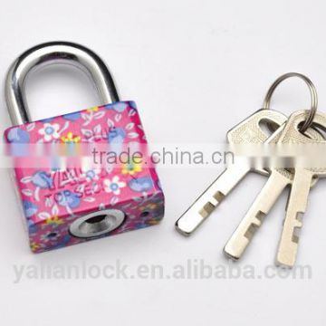 Top security professional Small Square type Flower Pattern Printing Iron Padlock