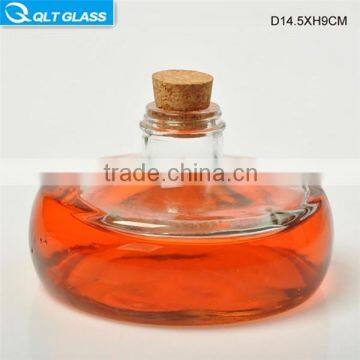 clear glass bottle with cork for oil , spice vinegar juice bottle