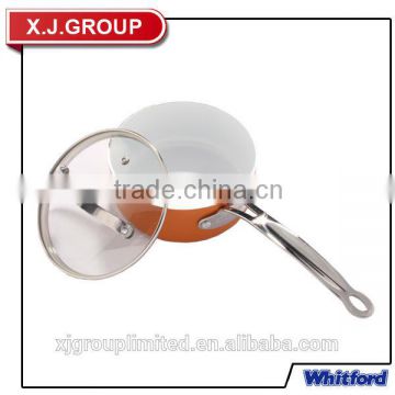 orange non-stick sauce pan with glass lid XJ-12604
