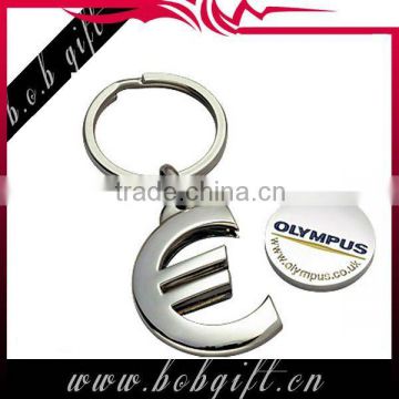 Euro shape promotional metal trolley coin/ euro keychain