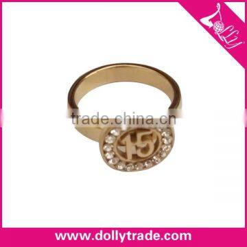 New design gold finger ring with rhinestone for party design jewelry