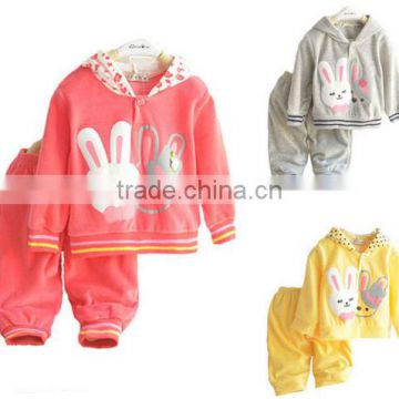 wholesale custom winter girl sports clothing sets top and pants velvet kids boutique outfits