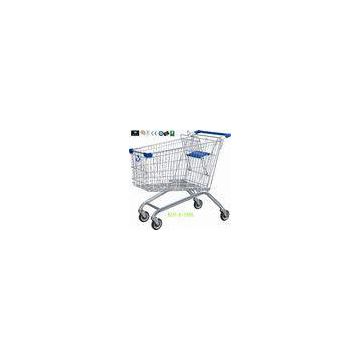 180L Chrome Plating Supermarket Shopping Carts / Shopping Trolley 4 Wheels