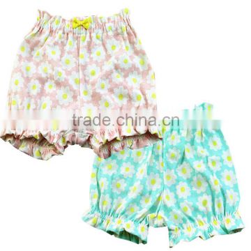 Latest wholesale children's boutique clothing girls ruffle raglan flower shorts