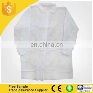CE/ISO/FDA Certification Non woven lab coat disposable PP/SMS With Knit Cuff
