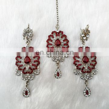 Marvelous Designer Silver Plated Party Wear Maang Tikka With Earrings Set
