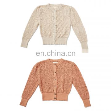 Spring and summer new girls cardigan hollow knit sunscreen shirt children's combed cotton thin air-conditioned shirt