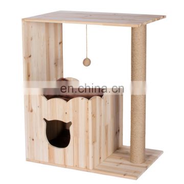 natural wooden, cat toy,wooden cat house with BSCI,sedex