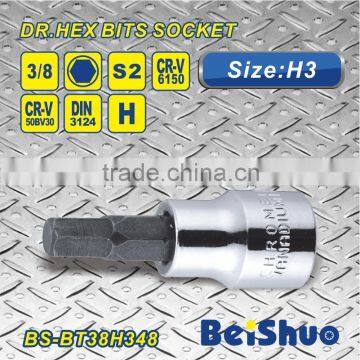 3/8"Dr. S2 material H3 Hex Bit Socket Hand tool Screwdriver wrench bit