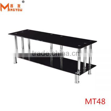 latest simple design black tempered glass tv stands