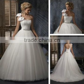 Ball Gown Ivory Organza Utterly Dreamy Design One Shoulder Wedding Dresses Bridal For 2015