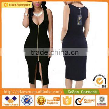 Long Leather Evening Dress Wholesale Zip-Front Sleeveless Party Plus Size Dress