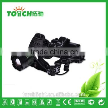 Zoomable Focus LED Headlamps Aluminum alloy rotate headlights tactical searching lamp bicycle hiking lights LED headlight