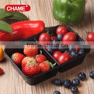 rectangle plastic bento box with two compartment 750ml fast food box
