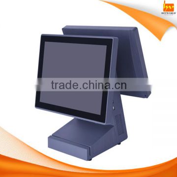15 inch double touch screen POS system machine price with USB port