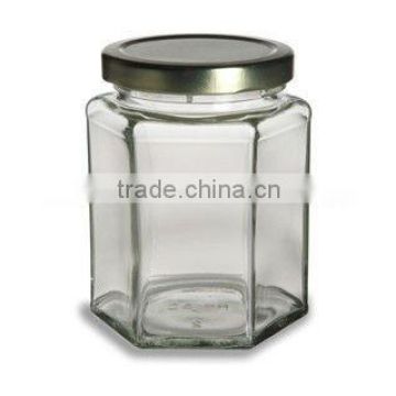 Hexagonal glass storage jar