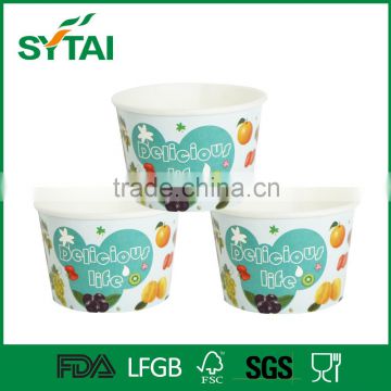 Disposable double pe coated recycled ice cream paper cup with lid spoon