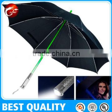 Waterproof auto open straight handle led light umbrella