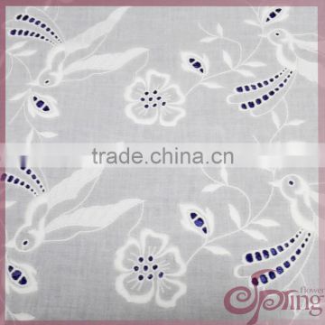 lovely birds and flowers embroidery cotton sheeting lace fabric for dress