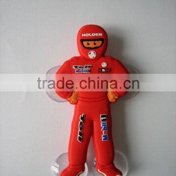 Car racer sportsman suction cup figurine for car window