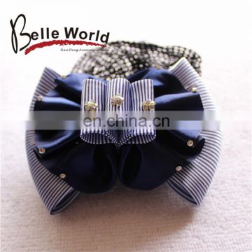 Hair pocket hairnet stripe bussiness bow hair holder