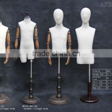 wholesale adjustable children mannequin upper body manikin with wooden base child dummy mannequin M003- BC-A2