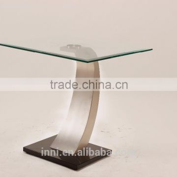 Modern Glass Top & metal End Table