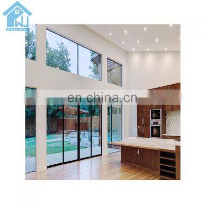 Aluminum Frame Stacking Glass Walls Four Panels Exterior Sliding Doors