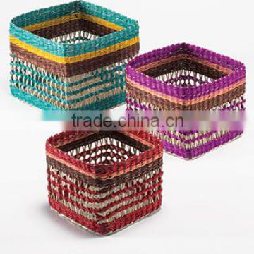 High quality best selling eco-friendly Set of 3 seagrass square baskets from Vietnam