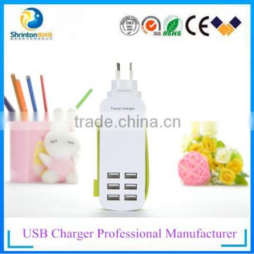 usb travel charger with 6 Port output 6A FCC CE Rohs Approval