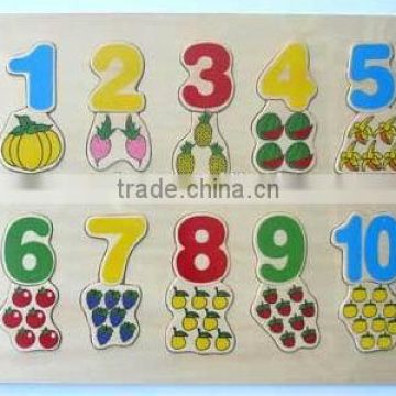 2016 Hot selling educational wooden toys number puzzle