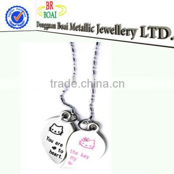 alloy half heart friendship necklaces with hello kitty engraved