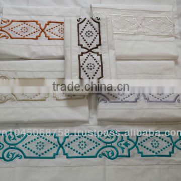 Machine embroidery hotel pillow case, bedding set
