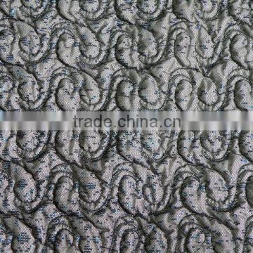 polyester quilted padding fabric ,winter lace embroidery fabric for clothing