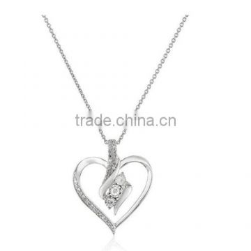 Sterling Silver Diamond Heart Pendant Necklace Beautiful Silver Diamond Heart Pendant for women