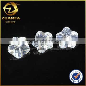 8*8mm 5 pentals flower shape white cubic zirocnia CZ stone, fancy cut gems stone