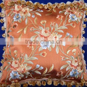 Artificial silk high grade full embroidery imitate aubusson cushion cover