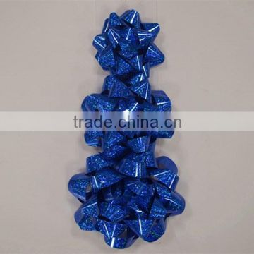 2015 Holographic Printed Plastic Ribbon Star Gift Bow For Gift Box decorated